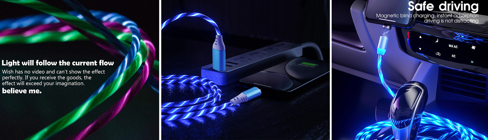 led flowing magnetic cable banner